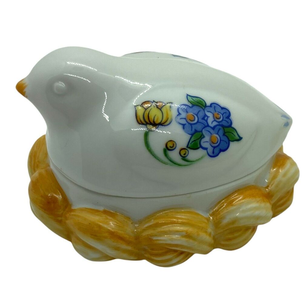 Bird Trinket Box Candle Vtg Elizabeth Arden White Roma Al Fresco Ceramic Dove